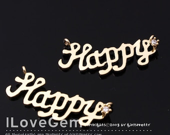 NP-1504 Gold plated, Happy, Pendant, 2pcs