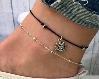 Silver Beaded anklet, 'Jasmine Anklet' Silver ankle bracelet, Beaded Anklet, boho anklet, beach anklets, silver anklet by Serenity Project.