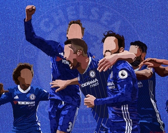 Chelsea FC Collage / Digital Art/ Wall Art Print / Fabric Collage / Soccer Illustration
