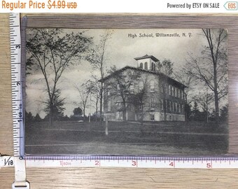10%OFF3DAYSALE Vintage Old Post Card High School Williamsville NY Post Marked 1910 Used