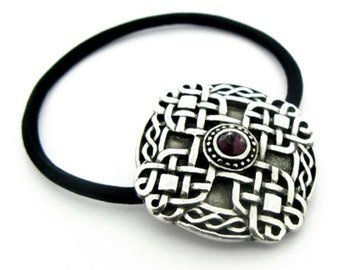 Celtic Knotwork Hair Holder with Garnet Crystal