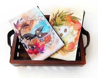 Jiji from Kiki's Delivery Service and Kodama from Princess Mononoke Studio Ghibli Homage Zipper Bag