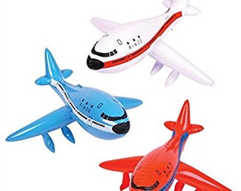 3 Pc Set 24 Inch Inflatable Airplanes - You Get One Of Each Color! Adorable Flying Theme Baby Shower & 1st Birthday Decorations!