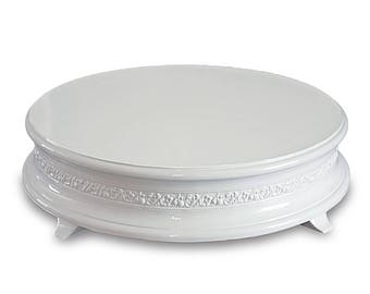 18" gloss white wedding cake stand with delicate floral pattern