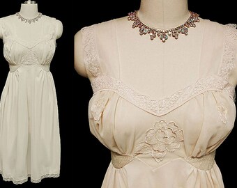 Vintage Mojud Nylon Tricot Nightgown New w Tag ivory nightgown pale yellow nightgown new nightgown new old stock nightgown mojud nightgown