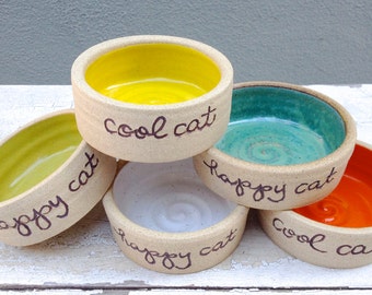 Cat Bowl, Ceramic Cat Bowl, Pet Bowl, Personalized Cat Bowl, Cat Bowl Set, Cat Dish, Pet Dish, Small Pet Bowl, Pottery Bowl, j clay pottery
