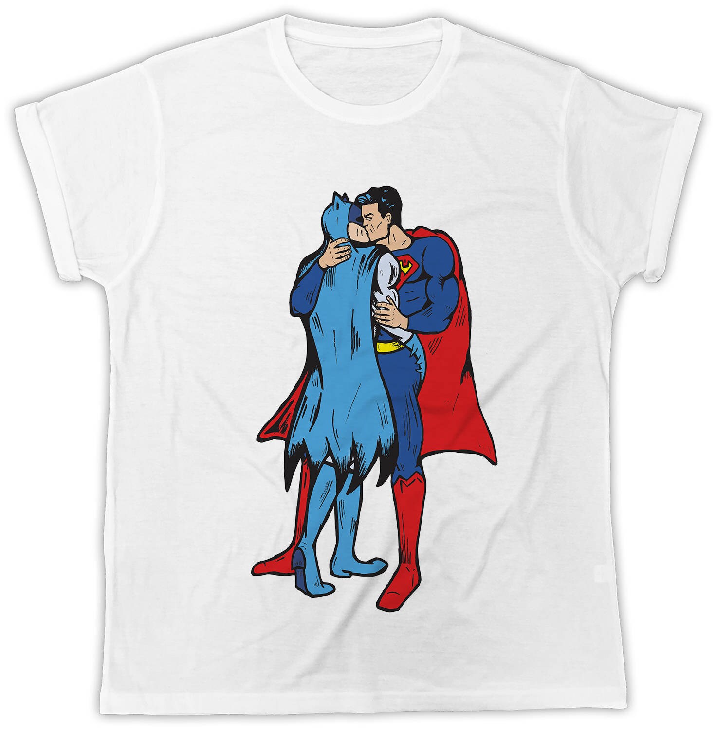 Funny Batman Superman Kissing Gay Pride Poster T Shirt 2799