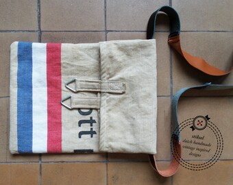 SALE / LAST ONE / Postal Bag / Canvas Mail Bag / Messenger / Shoulder Bag / Vintage / Dutch flag / Red-white-blue