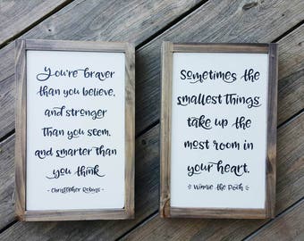 Plaque.100% Solid Wood Winnie The Pooh Picture Quote Sign Shabby Chic gift #P8 
