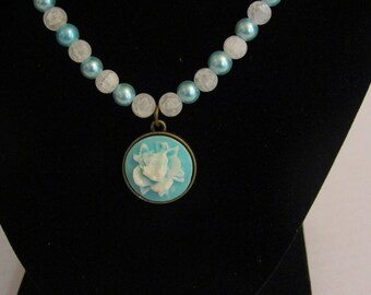 Teal and crystallized cameo rose