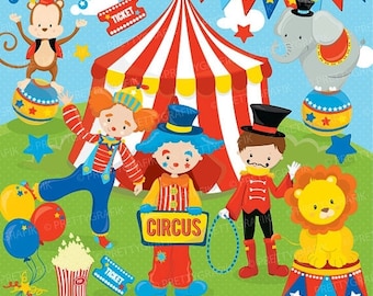 80% OFF SALE Circus clipart commercial use, Fun clowns vector graphics, digital clip art, digital images - CL683