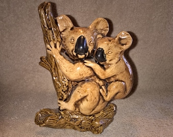 Vintage Ceramic Koala with Baby Figurine