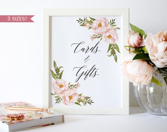 Cards and Gifts Sign Template,Cards and Gifts Sign Printable,Peony Cards and Gifts Sign,Floral Cards and Gifts Sign Pink,Reception Signs,PDF