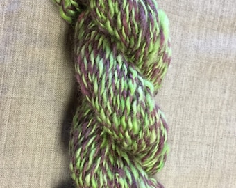 Hand-Spun 100% Wool Yarn "Wicked Witch of the West" Hand-Washed, Carded, Spun and Painted, 2 ply, Knit, Crochet, Weave, 106 yds, Wound FREE!
