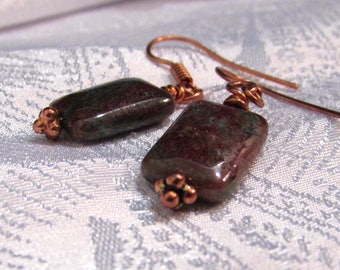 Chalcedony (green brown) Jasper Earrings