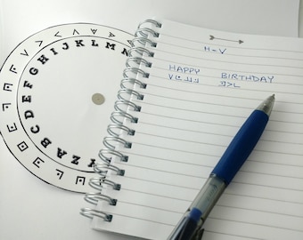 Pigpen Cipher Code Wheel Printable - Coded Message Secret Agent Spy Party Decoder