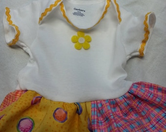 Yellow Floral Onesie Dress - 3-6 months