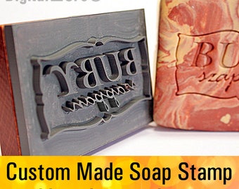 Encargo de la estampilla, estampilla de galletas personalizado de jabón, molde resina de sello DIY a mano bajo 3"- seifenstempel