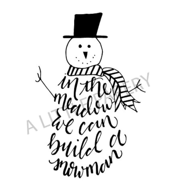Download Items similar to Snowman SVG, Handlettered Snowman svg ...