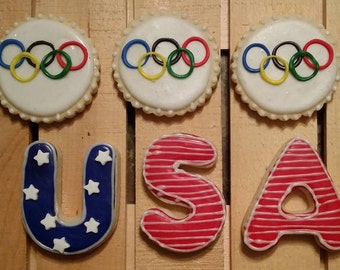 Olympic Cookies - USA Cookies - One Dozen