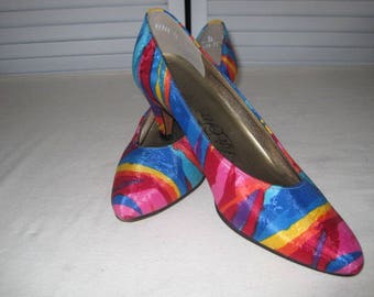 vintage Colorful Silk Pumps by Life Stride size 7 1/2 N