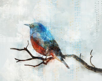 Blue Bird 01 : Giclee Fine Art Print 13X19