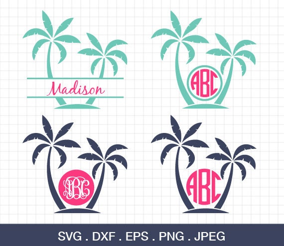 Download Palm SVG Palm Tree Monogram Frames Beach Palm SVG Cut