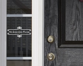 No Solicitation Sign No Soliciting Door Sign Vinyl Lettering Door Decal Doorbell Sign Vinyl Decal Sticker