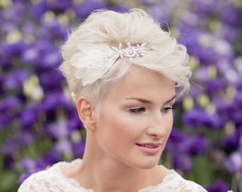headband silver with feathers