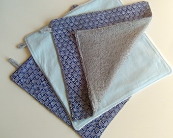 Set of 3 towels washable and reusable, economic and ecological. Zero waste.