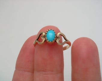 Turquoise Ring, Vintage, Gold Filled Sterling, Open Heart Ring, Turquoise Heart Ring, Heart Ring, Heart Jewelry, Turquoise Gold, Size 6.5