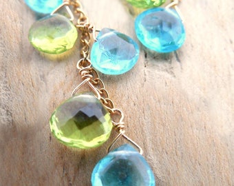 Peridot Earrings | Birthstone Earrings | Apatite Earrings | Blue Green Earrings | Birthday Gift For Her | Gift For August Birthday