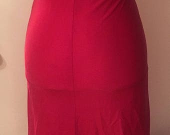 Vintage 1970s Pink Halter Dress VTG 70s Disco Hot Pink Dress With Angled Collar