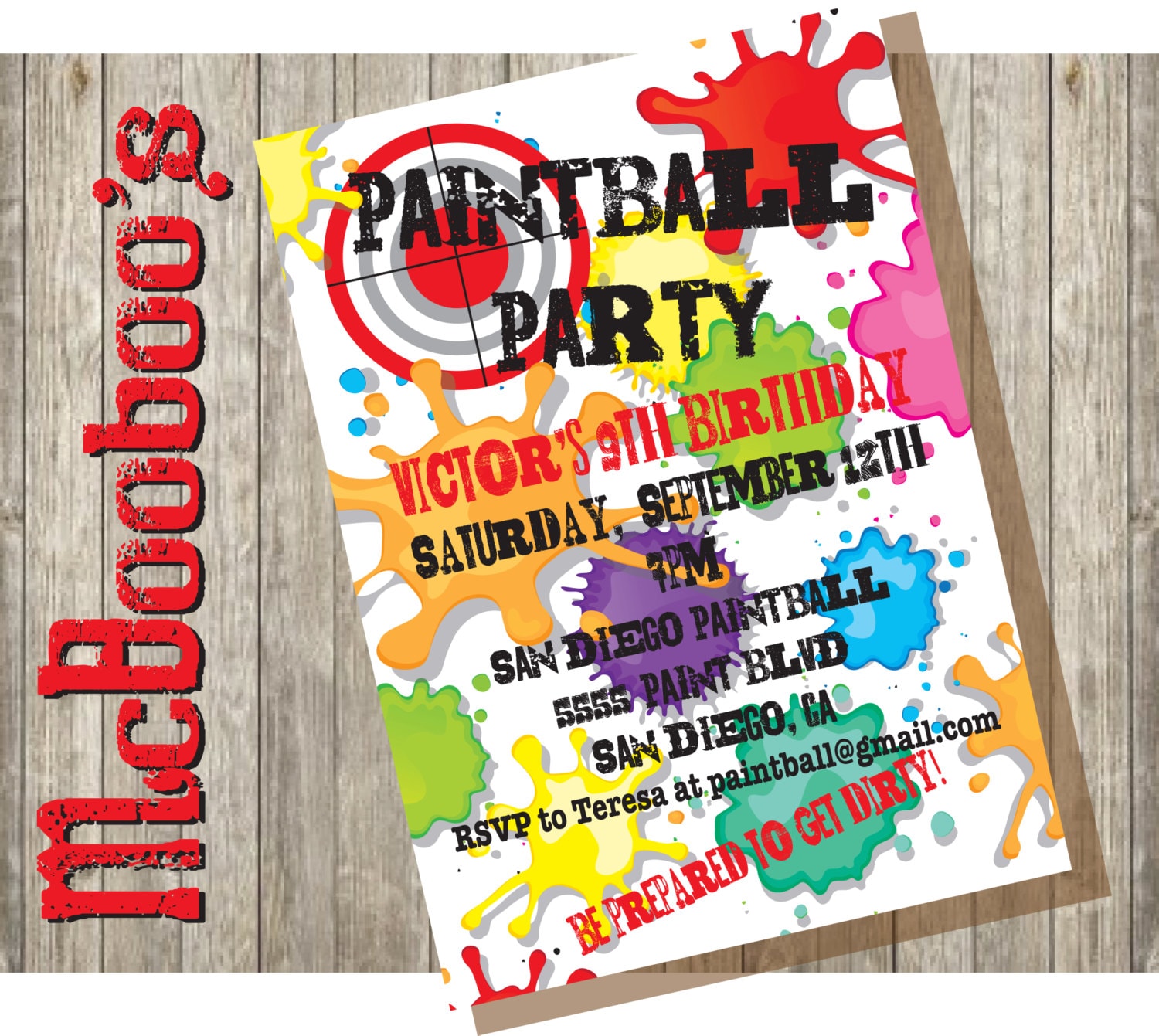 Paintball Birthday Party Invitations