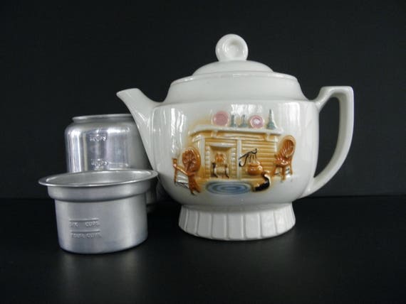 Vitreous China Vintage Coffee Pot Antique Tea Farmhouse Porcelain Percolator Old Drip Maker Colonial Design Ceramic Vitreous China Vintage Coffee Pot Antique Tea Farmhouse Porcelain Percolator Old Drip Maker Colonial Design Ceramic