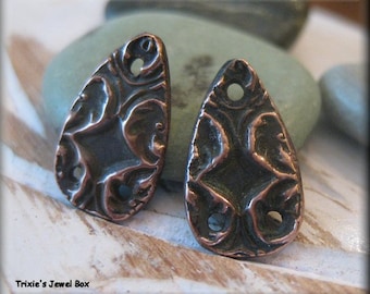 Handmade Small Solid Copper Earring Components or Connectors - One Unique Pair!