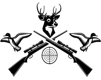 Silhouette Hunting Gun SVG Skeleton Vintage Antique Props