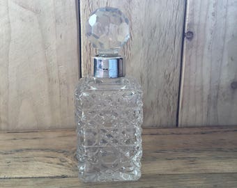 Crystal crosshatch decanter solid silver ideal gift drink ware barware spirits whisky brandy