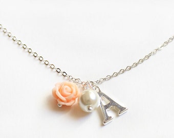Personalized flower girl necklace, flower girl gift, wedding gift, bridal party gift, flower girl necklace, childrens necklace