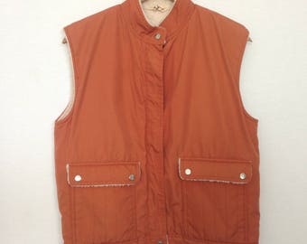 1980s terra cotta fleece lined vest by YOUNG FASHION