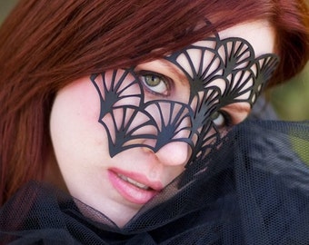 SALE!! Fan leather mask in black