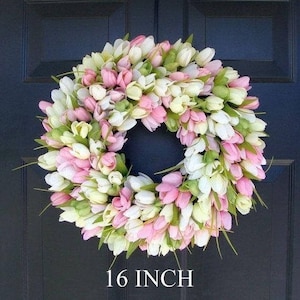 SPRING WREATH SALE Spring Wreath- Door Wreath- Easter Wreath- Tulip Wreath- Sizes 16-26 inches, custom colors- The Original Tulip Wreath