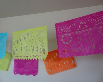 Baby Shower Papel Picado Banners bunting decoration garland baby mama pennant fiesta decoration shower mexican fiesta bebe mexico fiesta