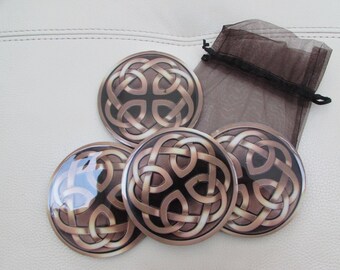 Gold and brown coasters