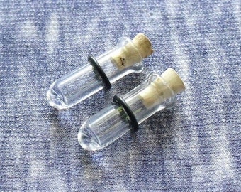 Clear Test Tube Plugs 00g gauged ear plugs earrings for stretched piercings
