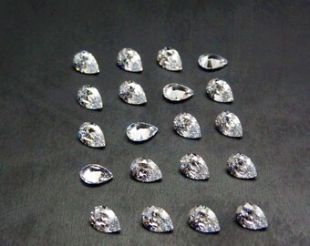 White CZ Pear Cut Shape SIZE CHOICE Loose Stones Cubic Zirconia High Quality Gemstones