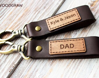 Leather Keychain Personalized Custom Dad Gifts Mens Gift Keychain Anniversary Gift for Husband Gifts for Him Leather Key Ring Mens Keychain