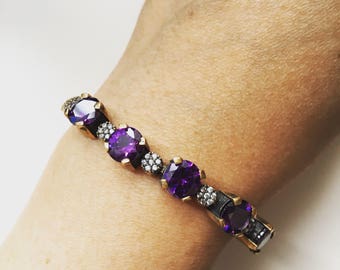 Vintage Amethyst handmade Turkish silver925, brass