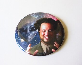 Giorgio Tsoukalos Ancient Aliens Outer Space Button OR Magnet -- 2.25 inch