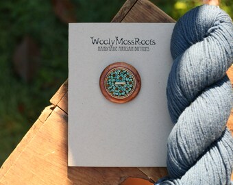 Painted Floral Button- Wooden Buttons- Eco Craft Supplies, Eco Knitting Supplies, Eco Sewing Supplies